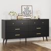 DWVO Black 6 Drawers Dresser/Modern Wood Dresser Chest of Drawers with Black Metal Handle＆Anti-Tipping Device/Modern Double Storage Cabinet for Entryway/Living Room