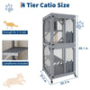 Outdoor Cat Enclosure On Wheels, 68'' Window Catio Kitty House with Weatherproof Roof, 4 Platforms, Resting Box and Scratch Post, Portable Cat Playpen Feral Cats Shelter Grey