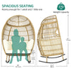 YITAHOME Rocking Egg Chair for Outdoor, Oversized Patio Rocking Basket Chair with 400lbs Capacity, All-Weather Wicker Egg Lounger Chair for Outside Indoor (Beige)