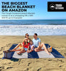 Tough Outdoors Extra Large Beach Blanket Waterproof Sandproof Oversized - 11'x10' Sand Free Beach Mat for 9 Adults - Hiking, Outdoor & Beach - Navy Blue & White