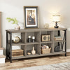 GarveeHome 8 Cube Storage Organizer Bookshelf, 3 Tier Metal Horizontal Bookcase, 62 Inch Console Bookshelf, Industrial Storage Bookcase for Entryway, Long Low Bookshelf for Living Room-Grey