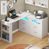 DWVO L Shaped Computer Desk with Power Outlet & RGB Light, 78.8