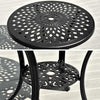 DWVO 30 Inches Round Patio Dining Table with Umbrella Hole, Antique Cast Aluminum Outdoor Bistro Table Outdoor Side Table for Backyard, Garden, Patio, Porch, Black