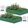 YITAHOME 8x4x1ft 2pcs Large Raised Garden Bed Kit, Galvanized Metal Planter Box with Gloves, Ground Nails & Safety Rubber, Outdoor Above Ground Planters for Plants Vegetables Flowers, Green