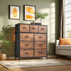 GOOBED Dresser for Bedroom with 9 Drawers - Fabric Storage Tower, Tall Chest Organizer Unit for Living Room, Entryway, Closets with Sturdy Steel Frame, Wooden Top
