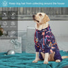 LovinPet Big Pitbull Dog PJS Wound Care/Post Surgery Dog Clothes,Anxiety Relief Onesies for Dogs,Lightweight Stretchy,Pet Pajamas for Dogs, Reflective Stripe,Fishtopia Seascape Navy Print /3XL