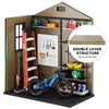 DWVO 6.2x3.4 FT Outdoor Resin Storage Shed with Floor, All-Weather Bike Storage Shed with Lockable Door, Window and Vent, Waterproof Plastic Tool Storage for Garden, Backyard, Patio, Lawn, Brown