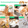 PioneerWorks Dog Grooming Vacuum Blow Dryer and Clippers, Pet Grooming Kit with 2L Large Capacity Dust Box, 5 Pieces Grooming Tools for Dogs and Cats,Green