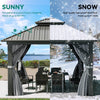 YITAHOME 10X10FT Hard Top Metal Gazebo Patios Double Roof Canopy Aluminum Frame Garden Gazebo Tent Curtains Netting for Patios Backyards Decks Lawns Gray