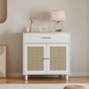 Hidden Cat Litter Box Furniture, 32'' Wood Litter Box Enclosure With Drawer and 2 Sisal Doors, Cat Kitty Litter Box Cabinet Side Cabinet With Storage White