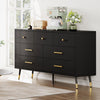DWVO Black Dresser,7 Drawer Dresser with Wide Drawers and Gold Metal Handles, Wood Dressers & Chest of Hallway, Entryway