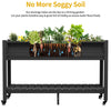 DWVO 47x18x31in Raised Garden Bed, Double Tier Planters with Wheels, Mobile Garden Planter Box for Outdoor/Indoor, Heavy Duty Casters with Brakes, HIPS Poly Wood, Black