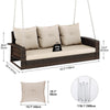 YITAHOME 3-Seats Wicker Hanging Porch Swing Chair Outdoor Gray Rattan Patio Swing Lounge 3 Back Cushions Capacity for Garden, Balcony, Deck