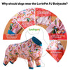 LovinPet Large Dog Pajamas Onesie, Magic Rainbow Shine Pink Print, Lightweight Stretchy Knit Pullover Large Puppy Pajamas, Pjs for Pitbulls, Stop Shedding for Dogs, Pet PJ's, M