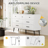 DWVO 7-Drawer Dresser in White Wood with Black Metal Handles, Anti-Tip Safety Feature, Modern Storage Cabinet for Living Room, Hallway, or Entryway
