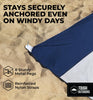 Tough Outdoors Extra Large Beach Blanket Waterproof Sandproof Oversized - 11'x10' Sand Free Beach Mat for 9 Adults - Hiking, Outdoor & Beach - Navy Blue & White