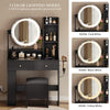 YITAHOME Vanity Desk, Vanity Mirror with Lights, Makeup Vanity Set with 2 Drawers, 3 Lighting Modes and Charging Station, Makeup Table with Lots Shelves and Stool, Black