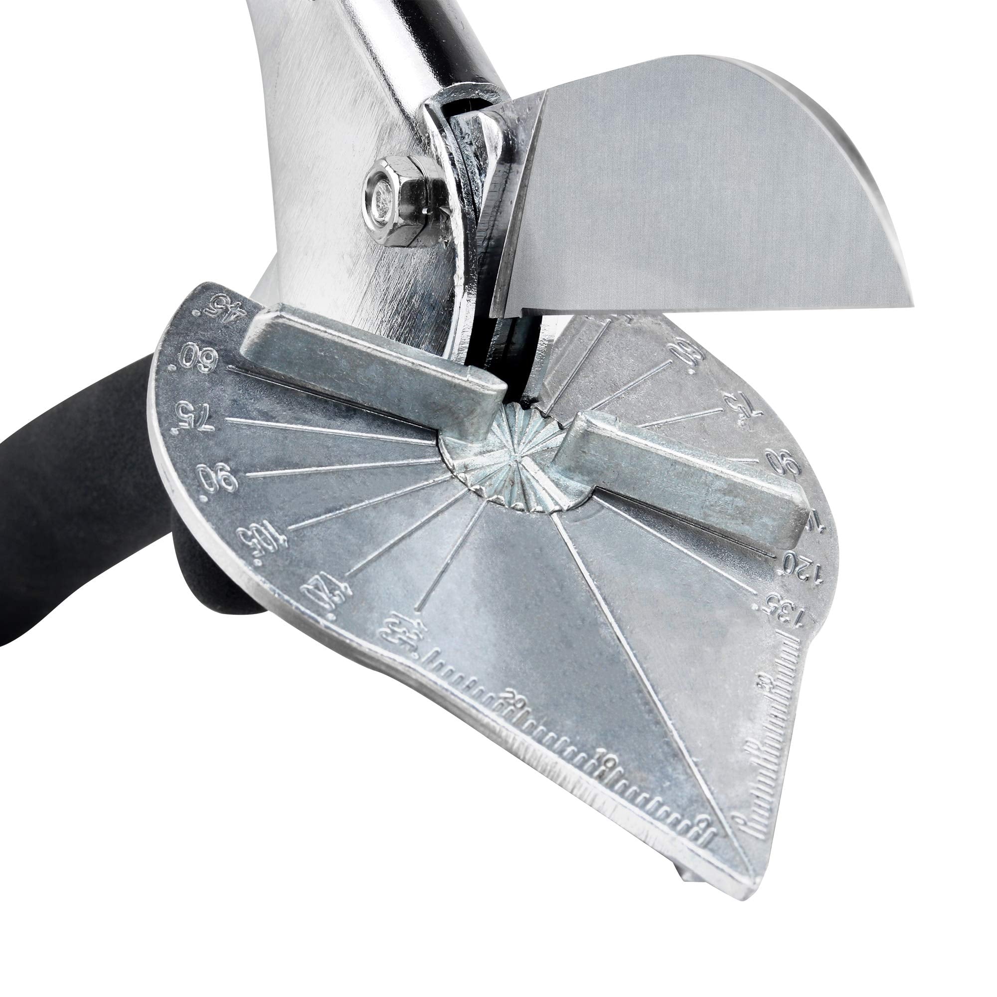 FLORA GUARD Miter Shears, Trimming Scissors for Angular Cutting of Molding, Adjustable at 45 to 135 Degrees, Hand Tool for Baseboard, PVC, DIY, Carpentry, and Crafts, with 2 Replacement Blades