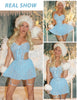 Avidlove Lingerie Dress Womens Lace Babydoll Sexy Plus Size Chemise Sleepwear Wedding Lingerie Blue XL