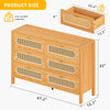 DWVO Buffet Cabinet Rattan - Storage Cabinet with 6 Wood Storage Closet Dressers Chest - Coffee Bar Cabinet with Drawer-Accent Cabinet with Golden Handles for Living Room/Dining Room/Entryway-Natural
