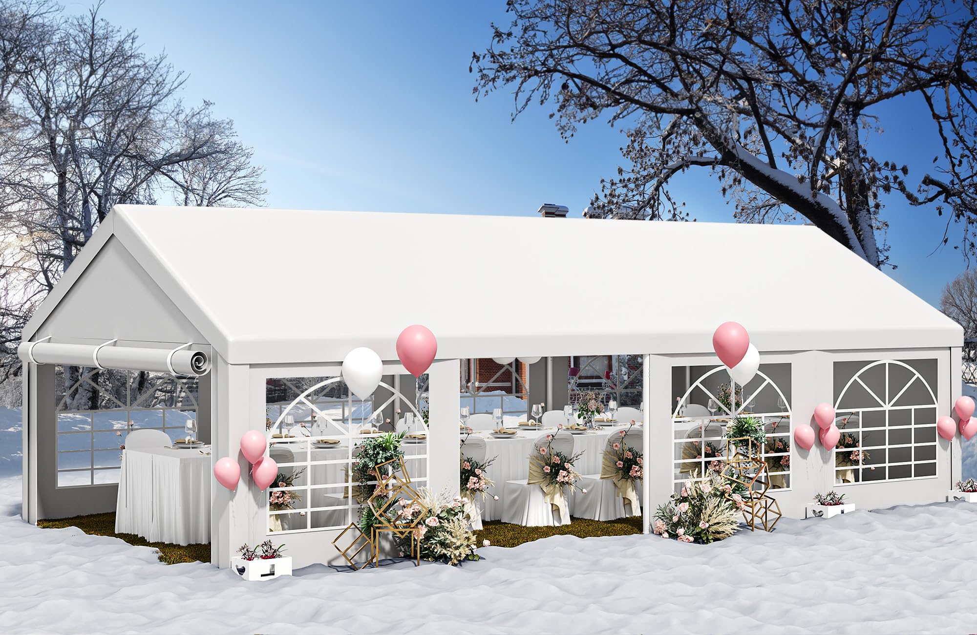 YITAHOME 13x26FT Party Tent Wedding Tent Heavy Duty Event Shelters Outdoor Canopy Upgraded Galvanized Steel Carport with Removable Sidewall Windows for Commercial and Parties