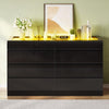 DWVO 8 Drawer Dresser, Black Dresser, Modern 8 Chest of Drawers with Deep Drawers Glass Top High Gloss Surface, Storage Organizer Cabinet for Living Room