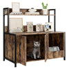 Litter Box Enclosure, Cat Litter Box Furniture with Removable Divider, Large Hidden Litter Box Furniture, Wooden Cat House, End Side Table, Rustic Brown