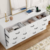 DWVO Large Buffet Sideboard Cabinet with 7 Drawers Power Outlets, Dressers Buffet Table Coffee Bar Wine Bar Storage Cabinet with Side Bags for Dining Room, Living Room (White)