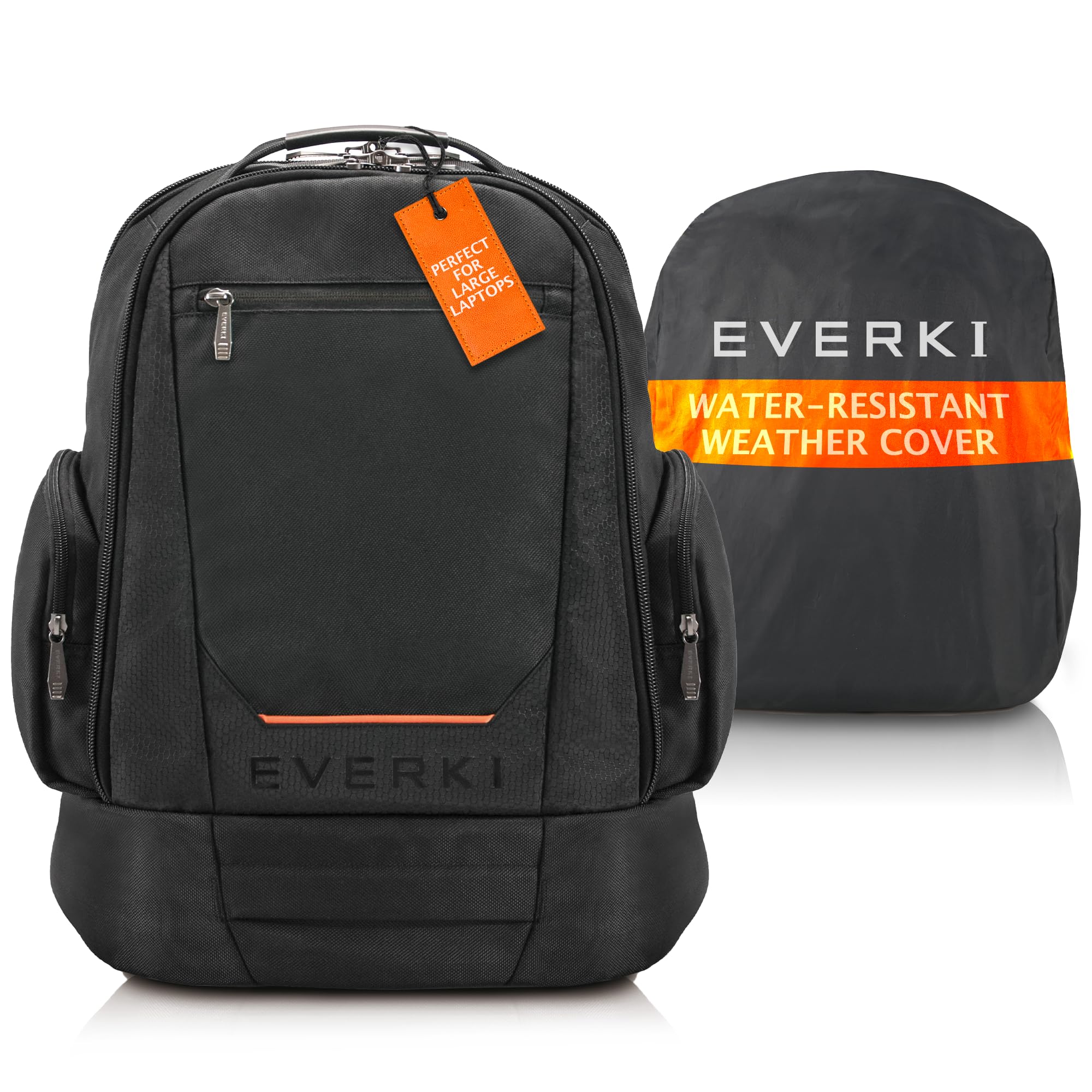 EVERKI ContemPRO 117 Large Gaming Laptop Backpack with Rain Cover - Spacious Business Travel Backpack for 17-18.4 Inch Laptops, Large Compartments, Gaming Bag for Men, 42-L Capacity, (EKP117B), Black