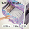 GOOBED Dresser with 4 Drawers - Storage Tower Unit, Dresser for Room, Living Room, Closets - Sturdy Steel Frame, Wooden Top & Easy Pull Fabric Bins, Tie-dye Purple