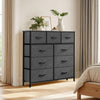 GOOBED Dresser with 9 Drawers - Fabric Storage Tower, Tall Chest Organizer Unit for Living Room, Entryway with Sturdy Steel Frame, Wooden Top, Cool Black Grey