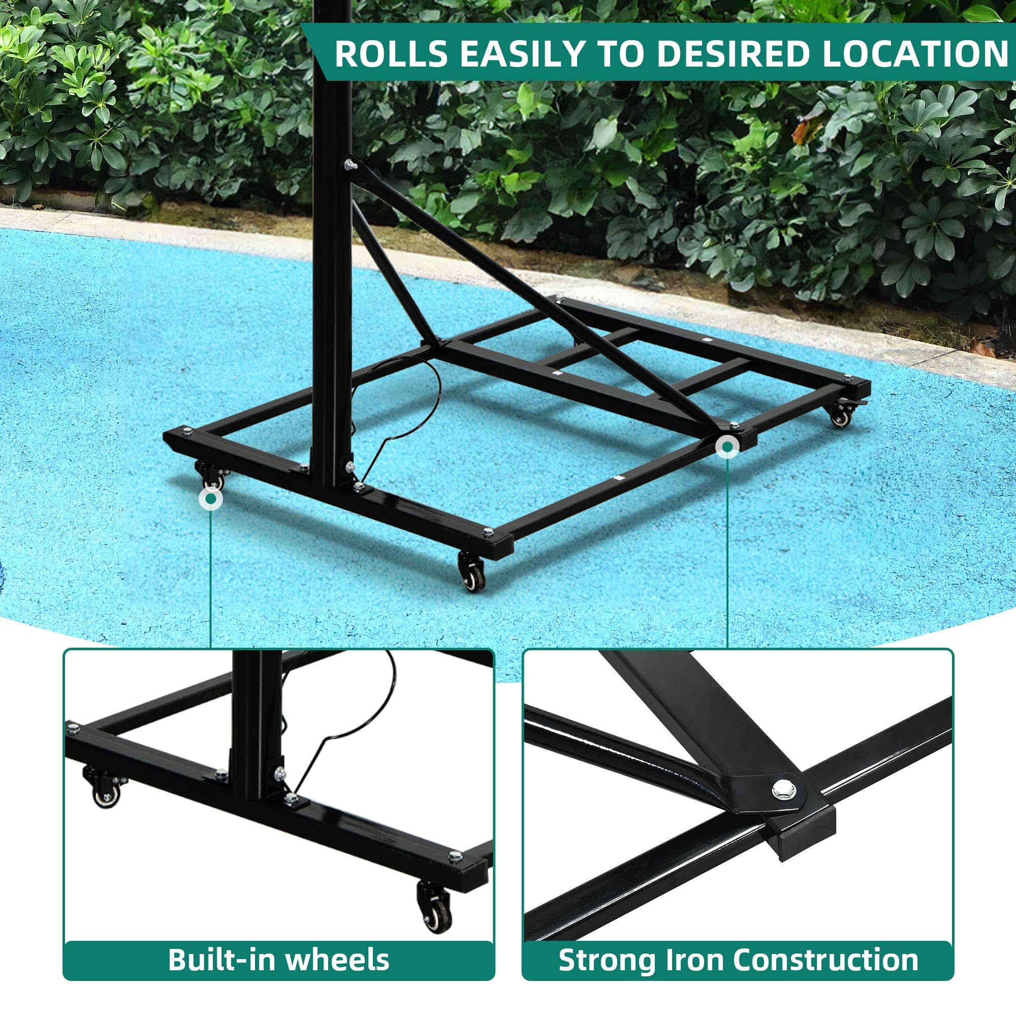 YITAHOME Basketball Hoop Outdoor, Portable Basketball Hoops & Goals, 4.5-10 FT Adjustable Basketball Hoop Outdoor with 44in Reinforced Iron Frame Backboard