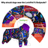 LovinPet Large Big Dog Pajamas - Post Surgery Onesie for Large Dog Breeds, Reflective Stripe, Lightweight Breatheable Stretchy Knit, Charcoal Gray Deep Sea Print, Pitbull Clothes, Pet PJ's, Black M