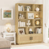 GarveeHome 5 Tier Bookshelf, Boho Bookcase with Rattan Doors, Wooden Bookcase and Bookshelf with Storage, Tall Book Stand, Large Bookshelf for Living Room, Bedroom, Home Office, Kitchen