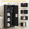 DWVO Wooden Storage Cabinet, Vacuum Cleaner Storage Compatible with Dyson Models, Utility Stand for Brooms and Mops, Cleaning Tool Cabinet with Doors for Garage, Office, Home