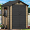 DWVO 6.2x3.4 FT Outdoor Resin Storage Shed with Floor, All-Weather Bike Storage Shed with Lockable Door, Window and Vent, Waterproof Plastic Tool Storage for Garden, Backyard, Patio, Lawn, Brown
