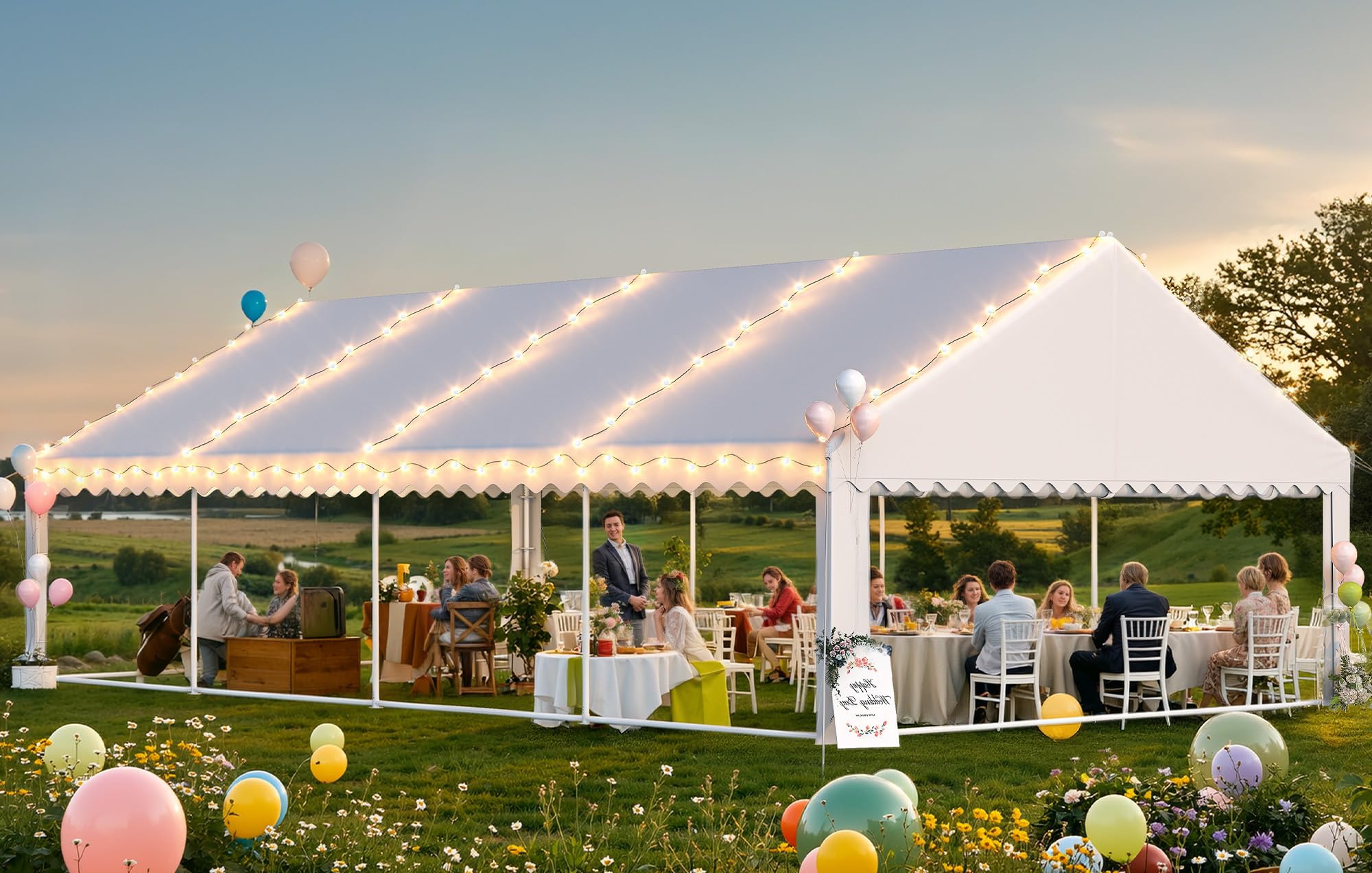 YITAHOME 20x30FT Party Tent Heavy Duty Wedding Event Shelters PVC Upgraded Galvanized Ripple Canopy with Large Roof Removable Sidewalls & 3 Storage Bags 600D Oxford Commercial, White