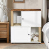 GarveeLife Cat Litter Box Enclosure for 2 Cats, Litter Box Enclosure with Double Room, Hidden Enclosed Cat Litter Box Furniture with Scratch Posts and Double-Layer Litter Mats White-A