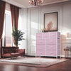 DWVO Dresser with 9 Drawers, Fabric Storage Dresser, Closet Chest of Drawers for Living Room, Closets - Sturdy Steel Frame, Wooden Top & Easy Pull Fabric Bins (Pink)