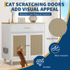 GarveeLife Hidden Cat Litter Box Furniture with Storage Drawer, Wood Cats Litter Enclosure Cabinet with 2 Sisal Doors, Hidden Enclosed Kitty Litter Box Cabinet Dog Proof for Living Room White