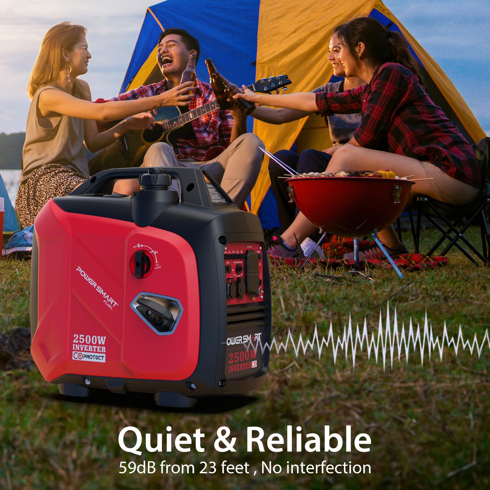 PowerSmart 2500-Watt Portable Inverter Generator with Quiet Technology and CO Protect