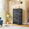 DWVO 4 Drawers Dresser, Dresser for Bedroom, Fabric Storage Tower, Chest of Drawers, Organizer Unit for Closets, Living Room, Sturdy Steel Frame, Wooden Top, Easy Pull Fabric Bins, Black Wood Grain