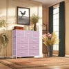 DWVO Dresser with 9 Drawers, Fabric Storage Dresser, Closet Chest of Drawers for Living Room, Closets - Sturdy Steel Frame, Wooden Top & Easy Pull Fabric Bins (Pink)