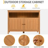DWVO Poly Lumber Outdoor Sideboard, Patio Bar Table with Storage and Shelves, Weather Resistant Storage Cabinet for Outdoor, Pool and Garden - Brown