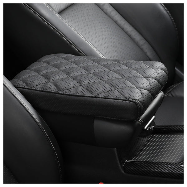 POKSRI Car Center Console Cover/pad Genuine Leather,Universal Armrest mat, Adjust driving posture Cushion,Protector box,Memory Foam,Real cowhide,Relieves shoulder/arm fatigue,boosting driving safety