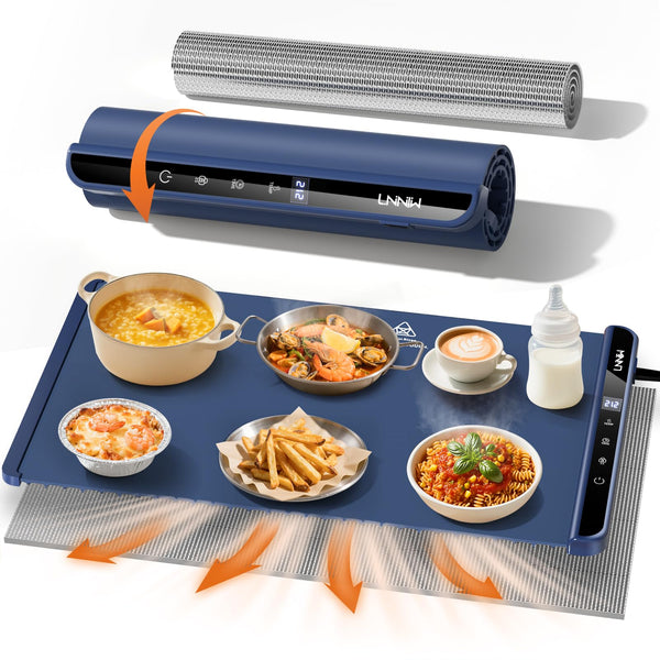 Food Warming Mat with Heat-Resistant Pad, 26X15 Inch, 6 Temperature & 6 Timer Settings, Child Lock Safety,Food Warmer Chafing Dishes for Buffet,Gatherings,Parties,Everyday Use