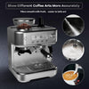 ACONEE Espresso Coffee Maker, 15 Bar Professional Espresso Coffee Maker with Built in Grinder, LED Display, Self-Clean, Barista Coffee Machine Kit, Latte Machines for Home Barista, Office, Grey