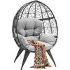 YITAHOME Oversized Wicker Egg Chair for Indoor and Outdoor Use with Stand, Cushion, and Leveling Feet, Large Lounger for Patio, Garden, Backyard, Balcony, Supports up to 330lbs, Grey