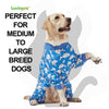 LovinPet Large Dog Pjs, UV Protection, Pet Anxiety Relief Onesies, Lightweight Stretchy, Blue Shark Print, Undershirt for Dog Sweaters and Coats, Large Breed Husky Pajamas, Pet PJ's/XXL