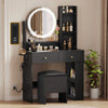 YITAHOME Vanity Desk, Vanity Mirror with Lights, Makeup Vanity Set with 2 Drawers, 3 Lighting Modes and Charging Station, Makeup Table with Lots Shelves and Stool, Black